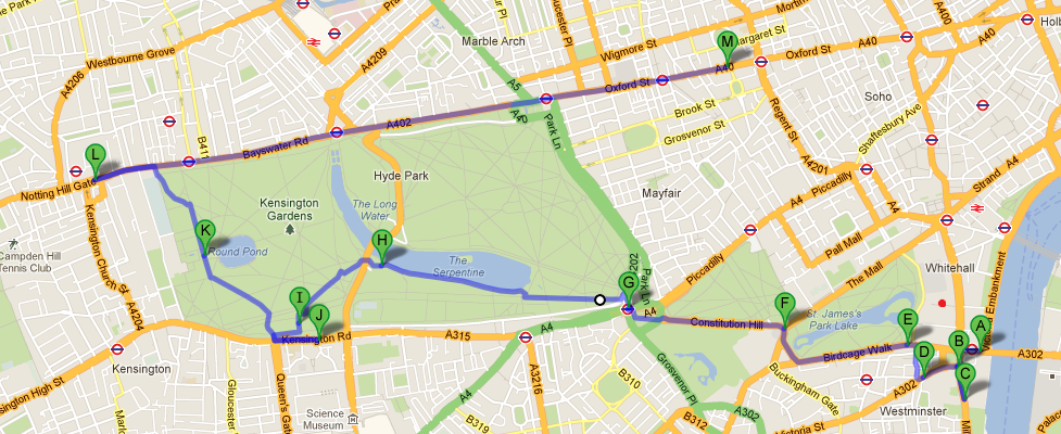 Mapa do 2º dia em Londres
